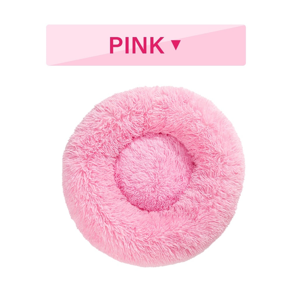 Fluffy Donut Dog Bed  Warm Soft Long Plush Pet Cushion Dog House Cat  Bed Washable Pet Sofa Mat Calming Samll Large Dog Beds - PawLux1