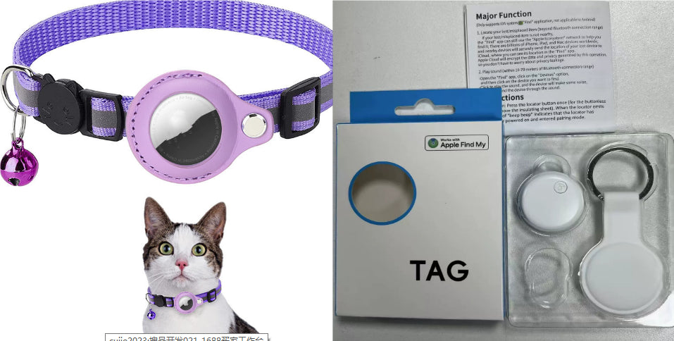 Reflective Collar Waterproof Holder Case For Airtag Air Tag Airtags Protective Cover Cat Dog Kitten Puppy Nylon Collar - PawLux1