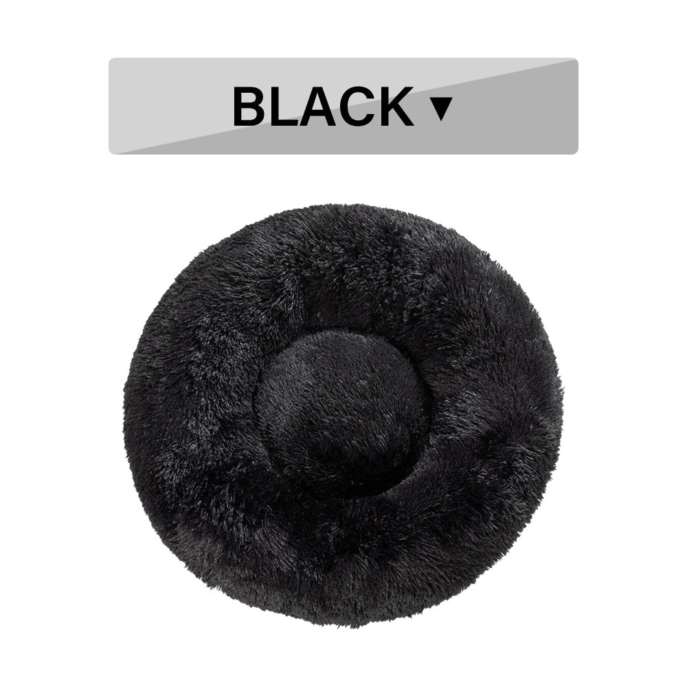 Fluffy Donut Dog Bed  Warm Soft Long Plush Pet Cushion Dog House Cat  Bed Washable Pet Sofa Mat Calming Samll Large Dog Beds - PawLux1