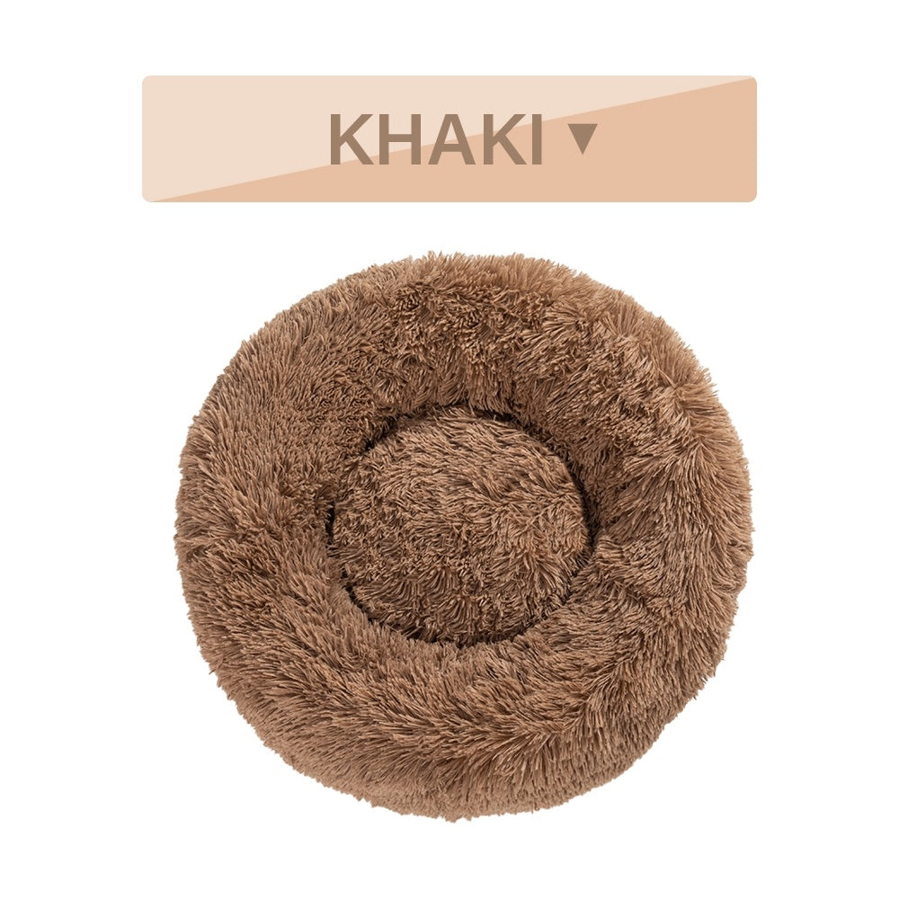 Fluffy Donut Dog Bed  Warm Soft Long Plush Pet Cushion Dog House Cat  Bed Washable Pet Sofa Mat Calming Samll Large Dog Beds - PawLux1