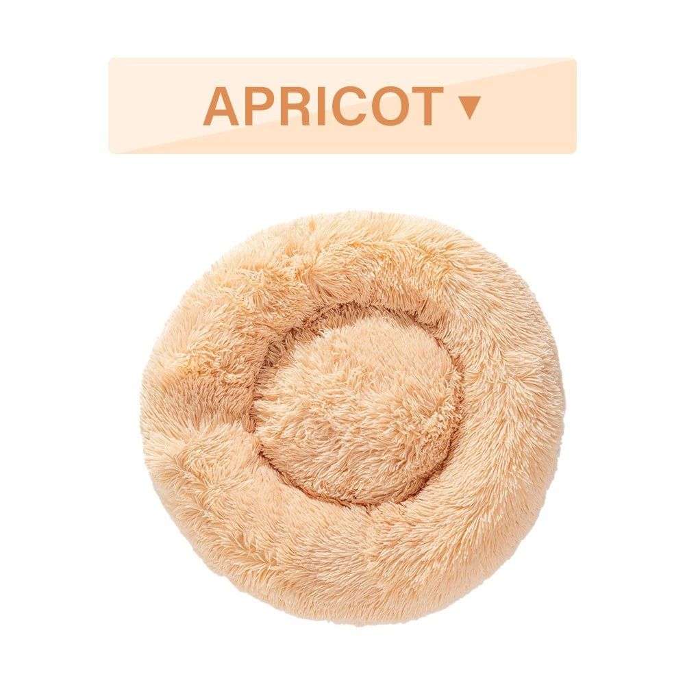 Fluffy Donut Dog Bed  Warm Soft Long Plush Pet Cushion Dog House Cat  Bed Washable Pet Sofa Mat Calming Samll Large Dog Beds - PawLux1