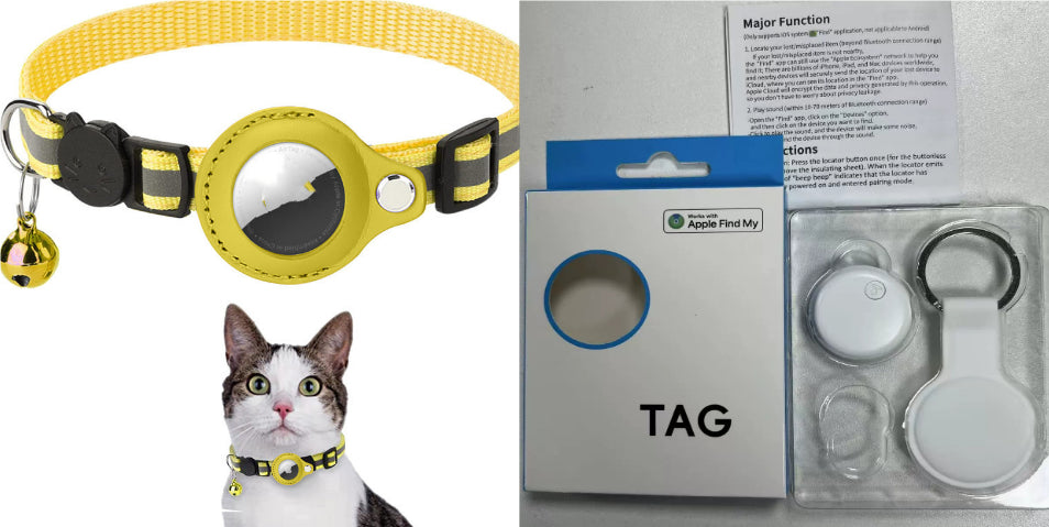 Reflective Collar Waterproof Holder Case For Airtag Air Tag Airtags Protective Cover Cat Dog Kitten Puppy Nylon Collar - PawLux1