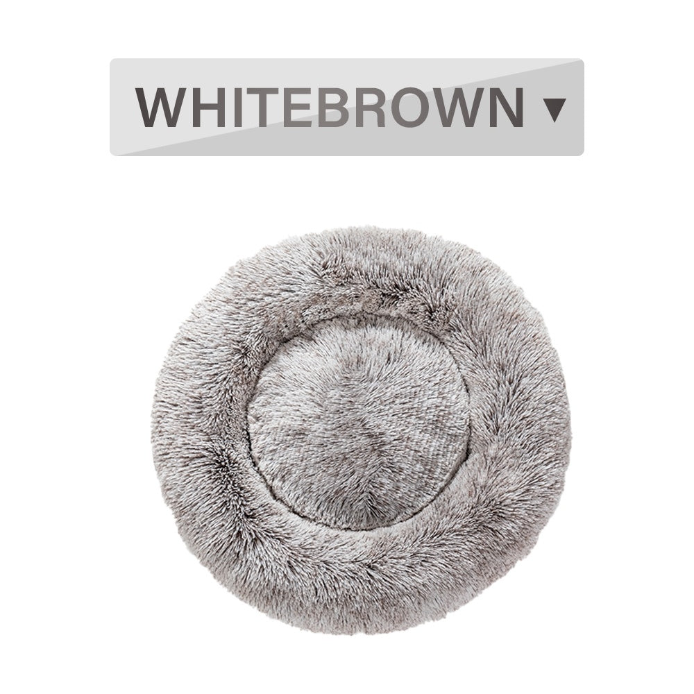 Fluffy Donut Dog Bed  Warm Soft Long Plush Pet Cushion Dog House Cat  Bed Washable Pet Sofa Mat Calming Samll Large Dog Beds - PawLux1