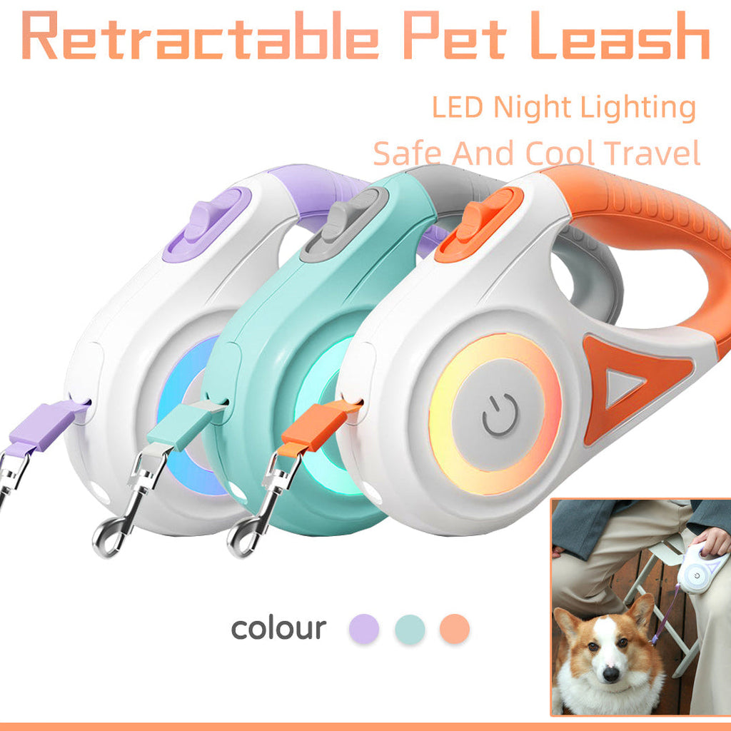 Dog Leash Retractable Leash And Dog Collar Spotlight Automatic Pet Dog Cat Traction Rope For Small Medium Dogs Pet Product - PawLux1