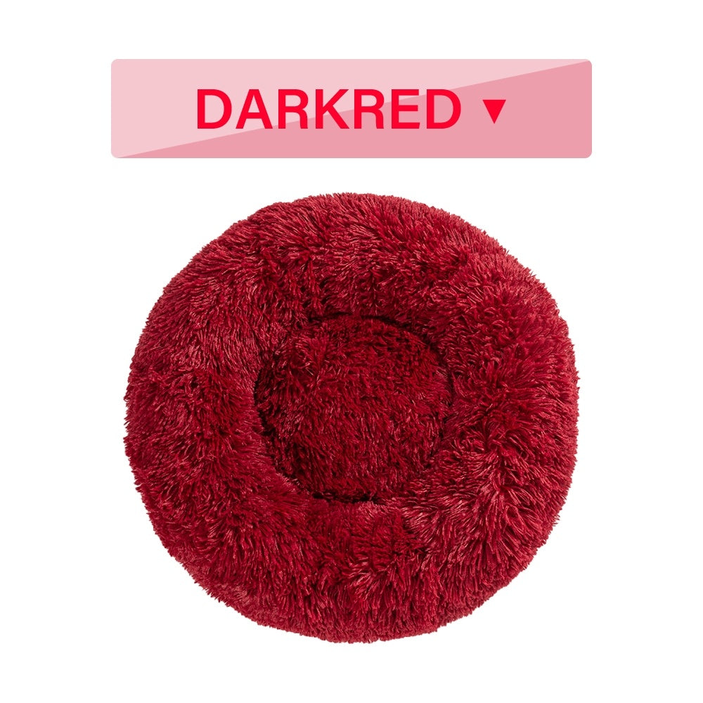 Fluffy Donut Dog Bed  Warm Soft Long Plush Pet Cushion Dog House Cat  Bed Washable Pet Sofa Mat Calming Samll Large Dog Beds - PawLux1