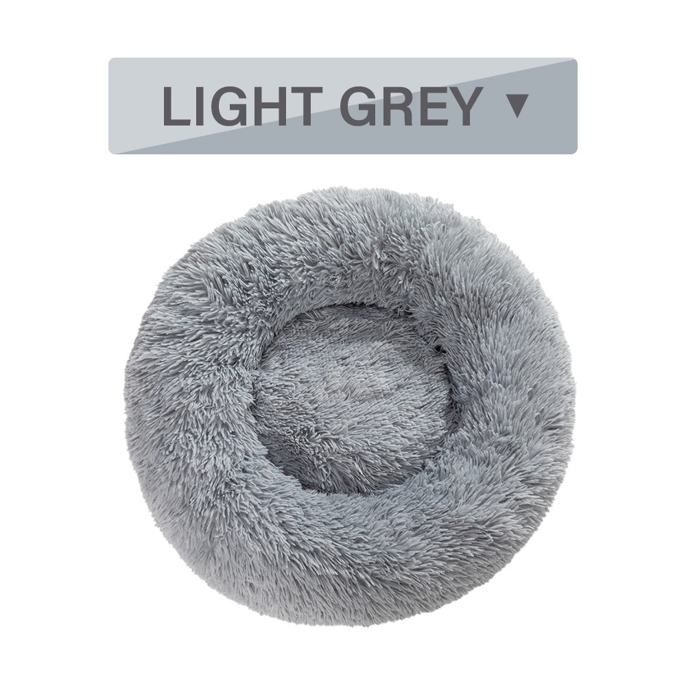 Fluffy Donut Dog Bed  Warm Soft Long Plush Pet Cushion Dog House Cat  Bed Washable Pet Sofa Mat Calming Samll Large Dog Beds - PawLux1
