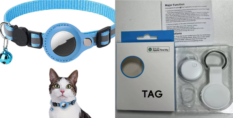 Reflective Collar Waterproof Holder Case For Airtag Air Tag Airtags Protective Cover Cat Dog Kitten Puppy Nylon Collar - PawLux1