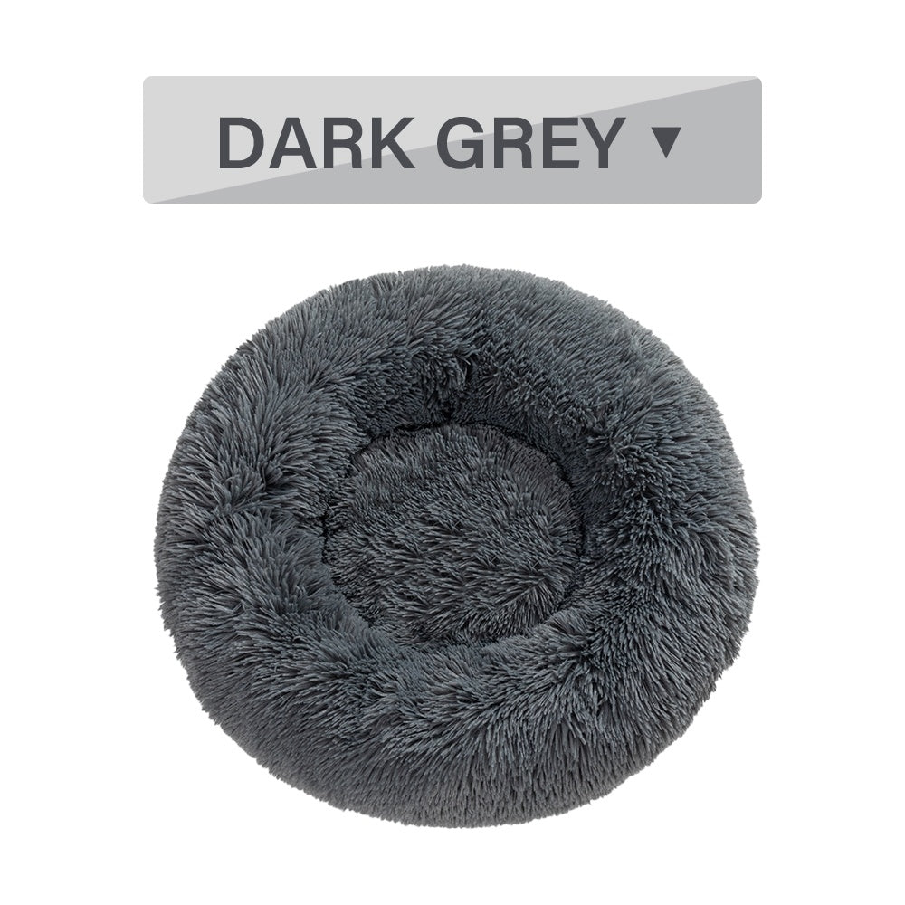 Fluffy Donut Dog Bed  Warm Soft Long Plush Pet Cushion Dog House Cat  Bed Washable Pet Sofa Mat Calming Samll Large Dog Beds - PawLux1