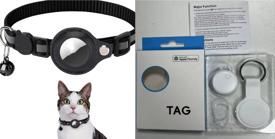 Reflective Collar Waterproof Holder Case For Airtag Air Tag Airtags Protective Cover Cat Dog Kitten Puppy Nylon Collar - PawLux1