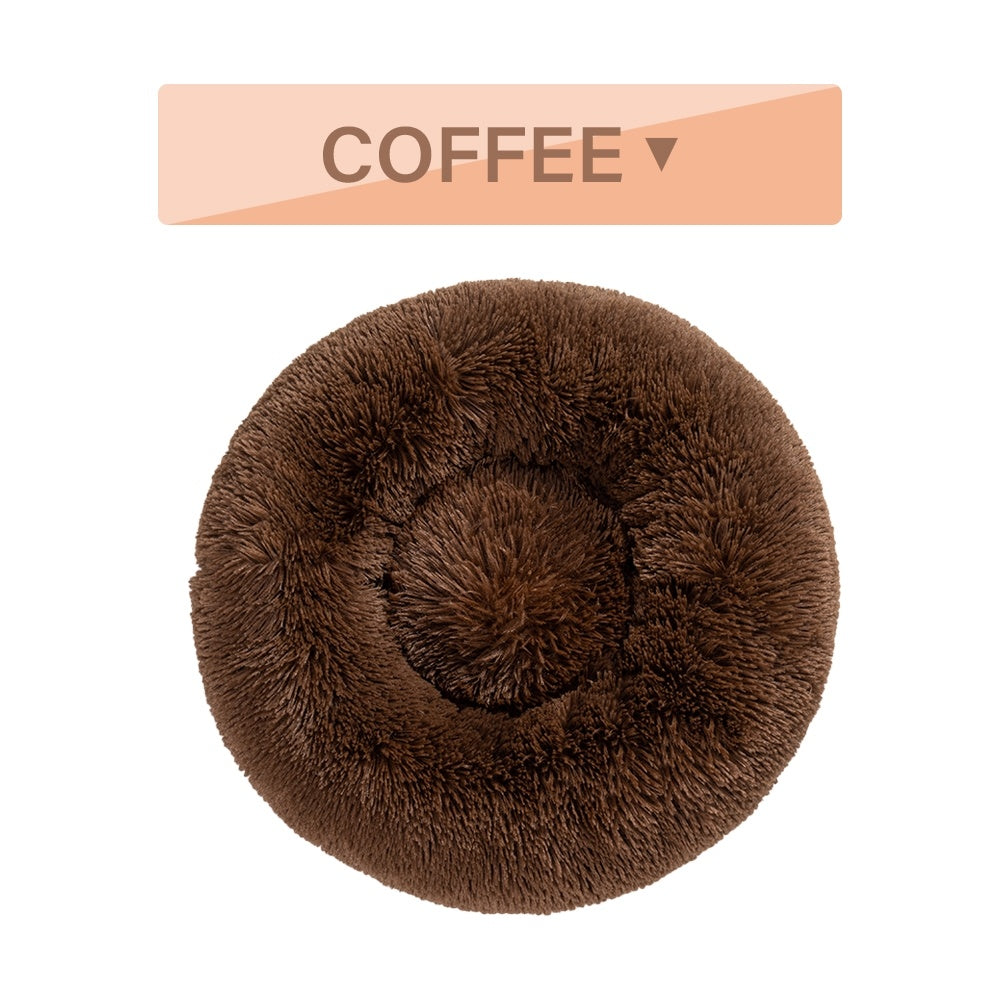 Fluffy Donut Dog Bed  Warm Soft Long Plush Pet Cushion Dog House Cat  Bed Washable Pet Sofa Mat Calming Samll Large Dog Beds - PawLux1