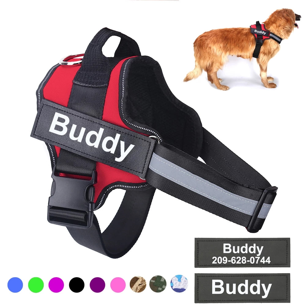 Personalized Dog Harness NO PULL Reflective Breathable Adjustable Pet Harness Vest For Small Large Dog Custom Patch Pet Supplies - PawLux1