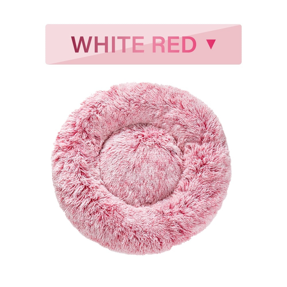 Fluffy Donut Dog Bed  Warm Soft Long Plush Pet Cushion Dog House Cat  Bed Washable Pet Sofa Mat Calming Samll Large Dog Beds - PawLux1