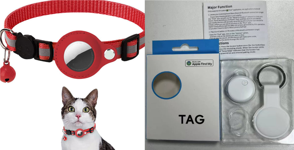 Reflective Collar Waterproof Holder Case For Airtag Air Tag Airtags Protective Cover Cat Dog Kitten Puppy Nylon Collar - PawLux1
