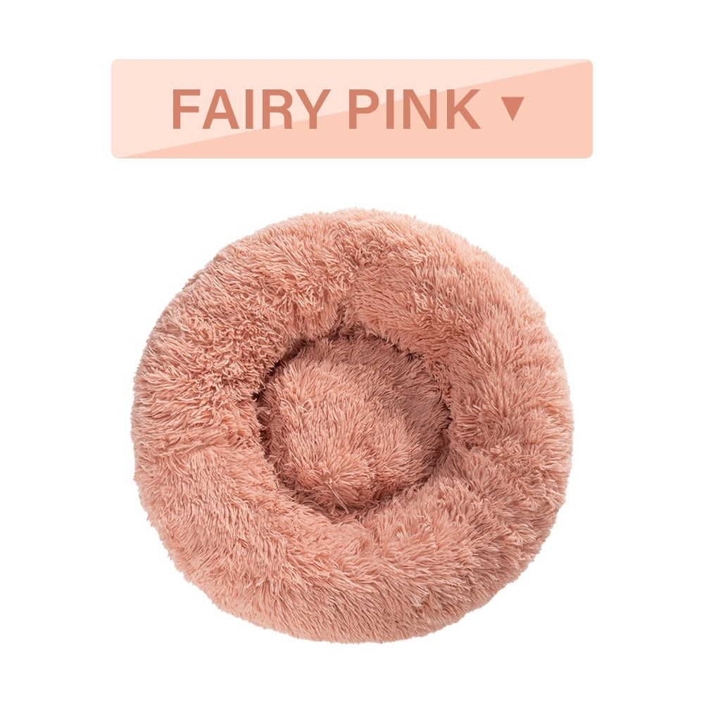 Fluffy Donut Dog Bed  Warm Soft Long Plush Pet Cushion Dog House Cat  Bed Washable Pet Sofa Mat Calming Samll Large Dog Beds - PawLux1