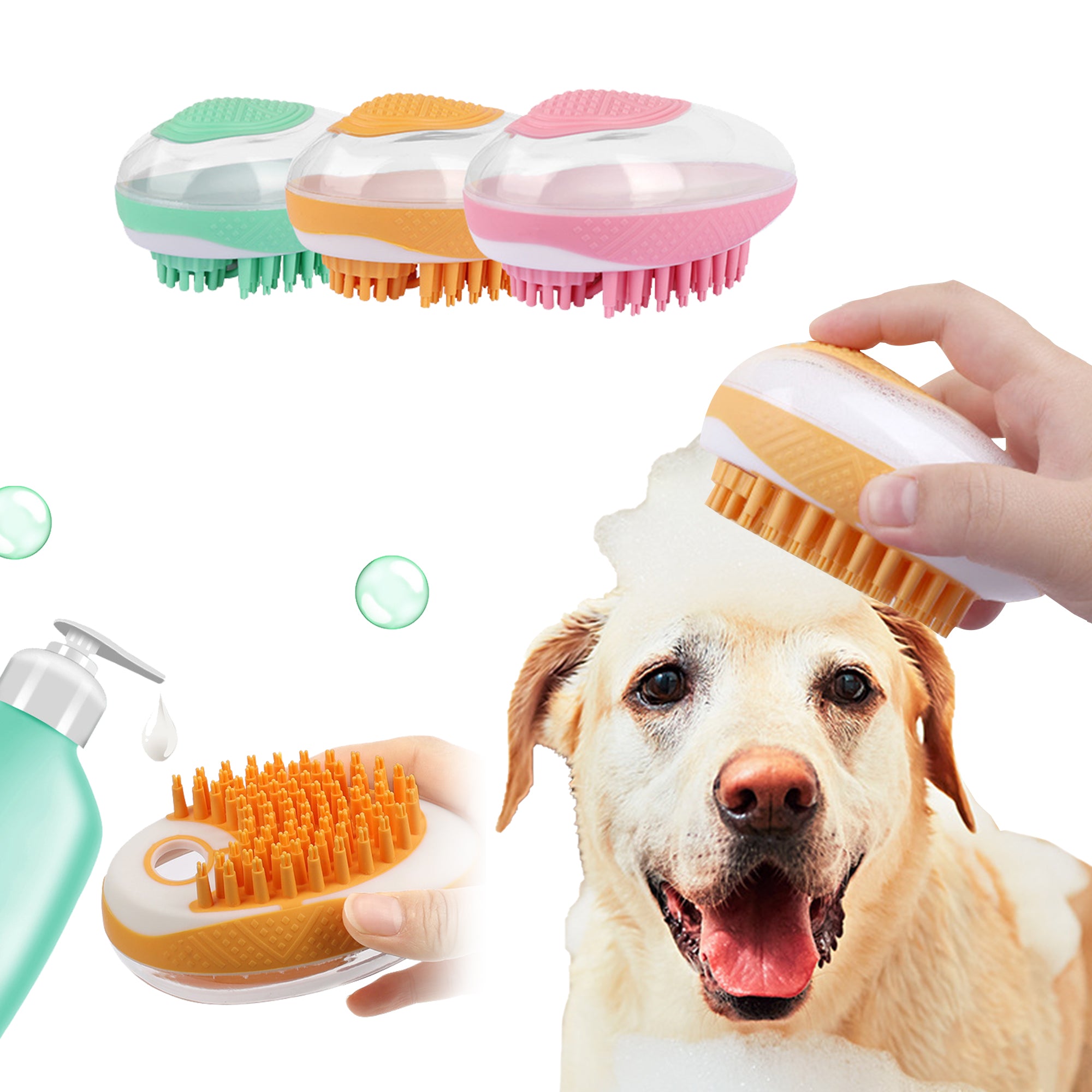 Dog Cat Bath Brush 2-in-1 Pet SPA Massage Comb Soft Silicone Pets Shower Hair Grooming Cmob Dog Cleaning Tool Pet Products - PawLux1