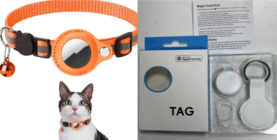 Reflective Collar Waterproof Holder Case For Airtag Air Tag Airtags Protective Cover Cat Dog Kitten Puppy Nylon Collar - PawLux1