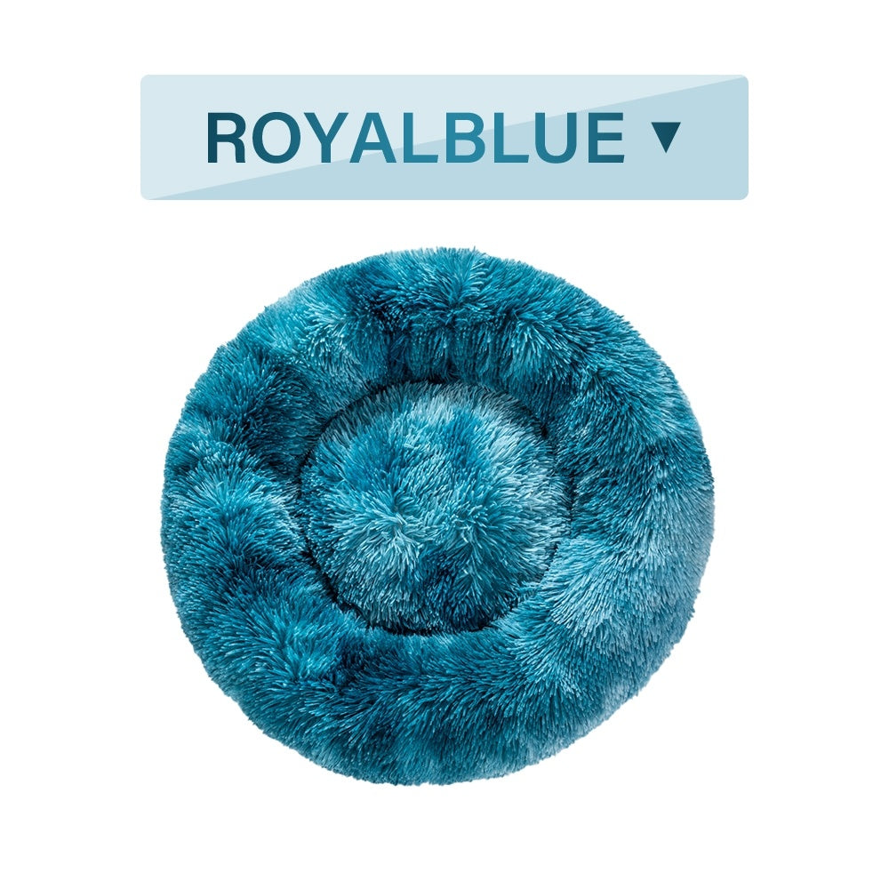 Fluffy Donut Dog Bed  Warm Soft Long Plush Pet Cushion Dog House Cat  Bed Washable Pet Sofa Mat Calming Samll Large Dog Beds - PawLux1